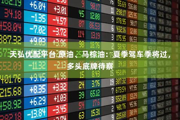 天弘优配平台 原油、马棕油：夏季驾车季将过，多头底牌待察